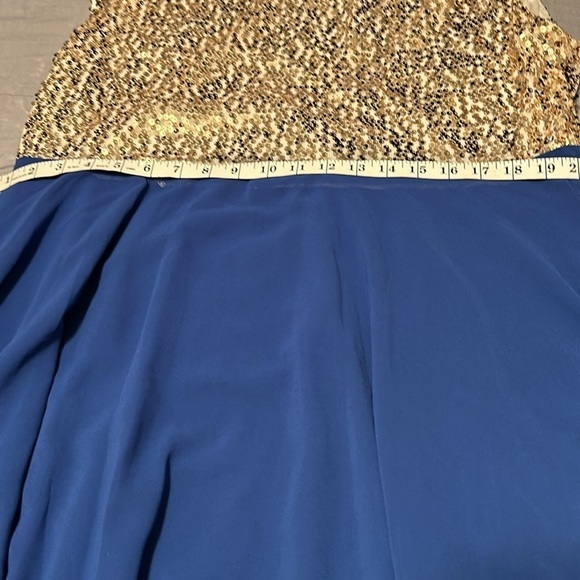 Rose Gal blue and gold  dress NEW - Picture 8 of 10